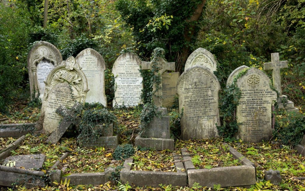 Array of tomb stones